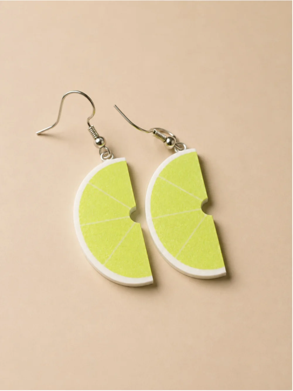 Women's Unbranded Lime Slice Earrings One Size Lime Green White